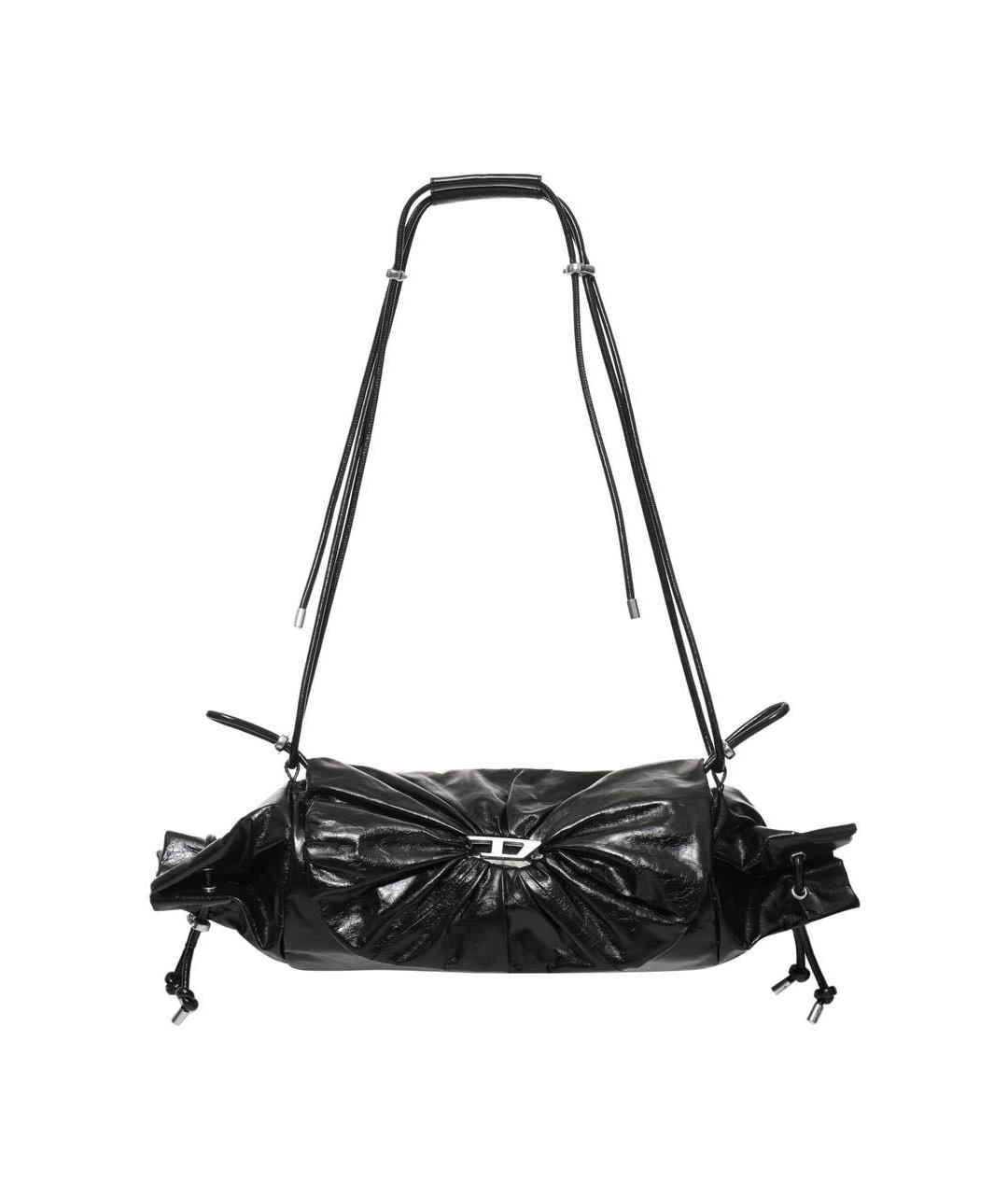 DIESEL Черная сумка через плечо из лакированной кожи, фото 9