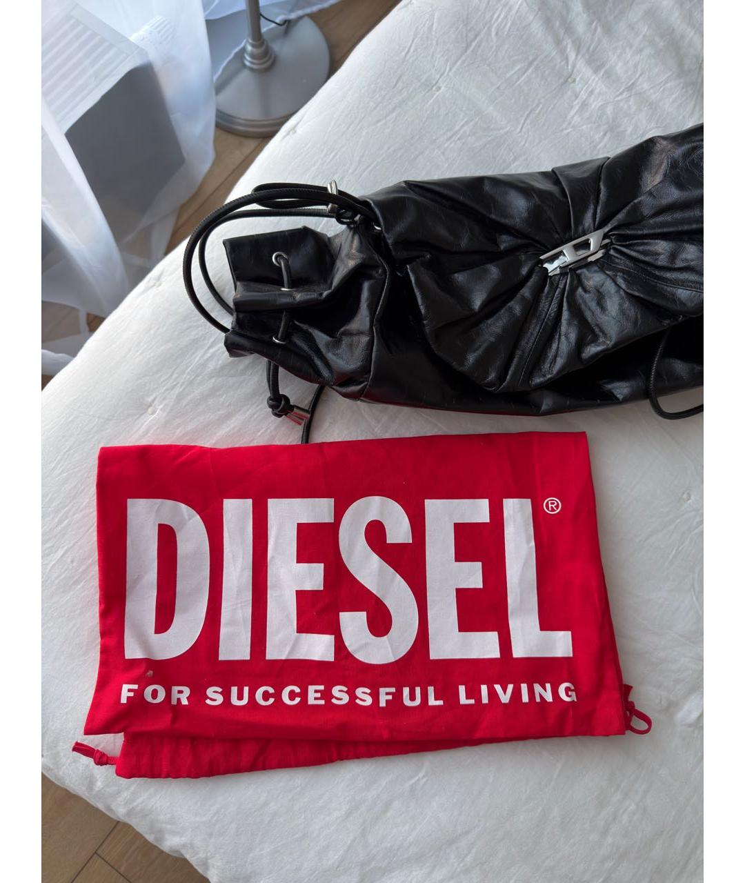 DIESEL Черная сумка через плечо из лакированной кожи, фото 8