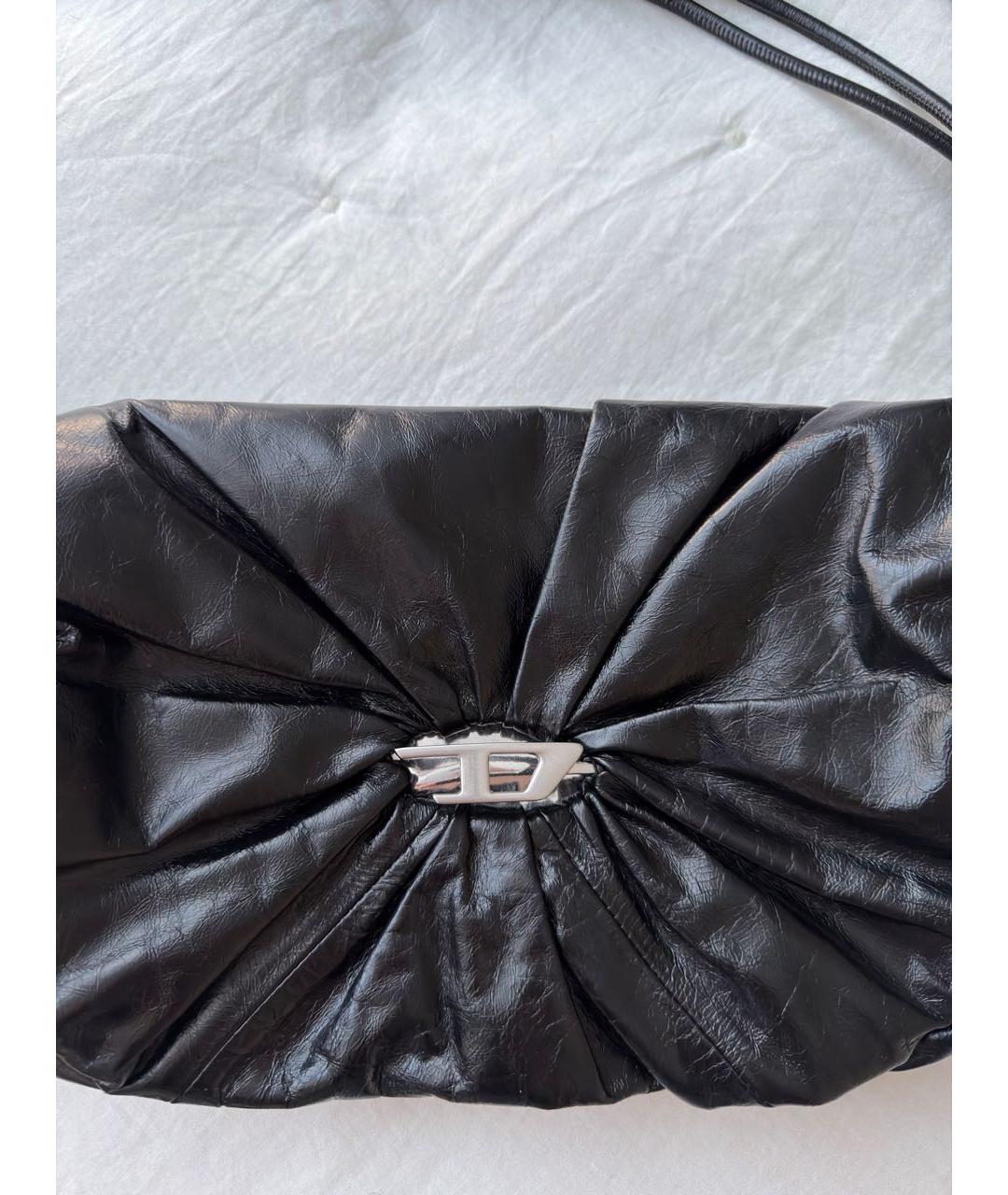 DIESEL Черная сумка через плечо из лакированной кожи, фото 5