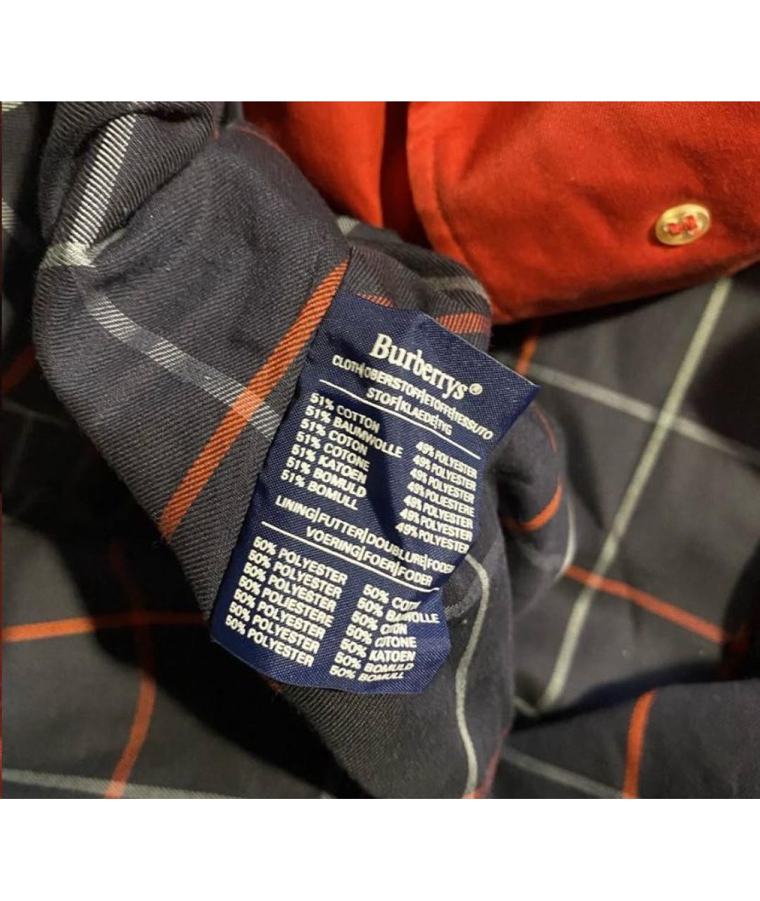 BURBERRY Красный хлопковый тренч/плащ, фото 5