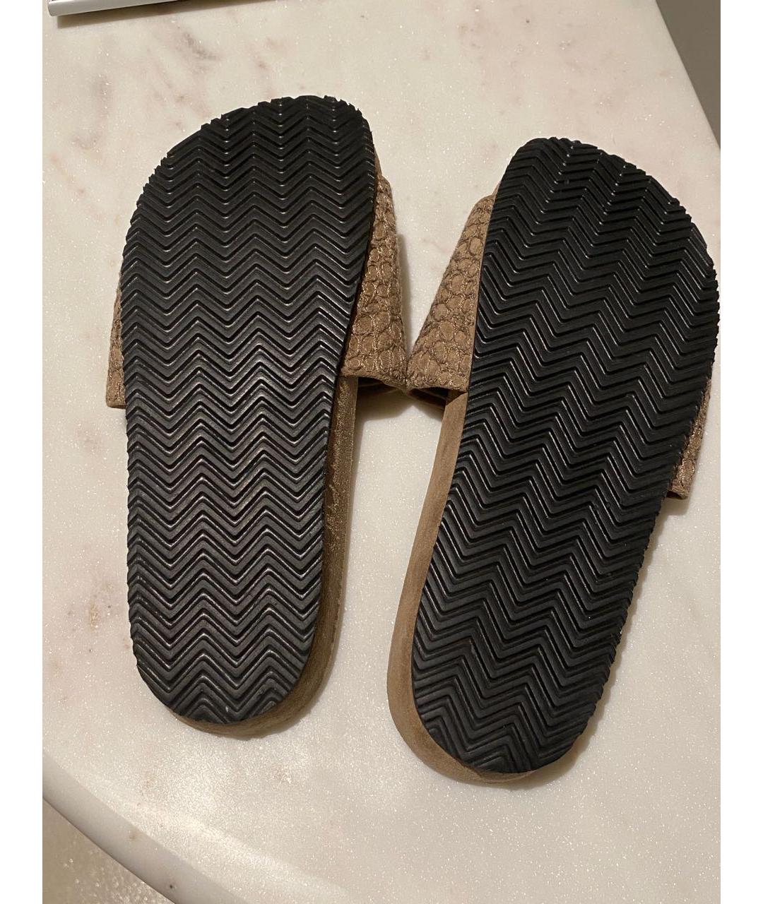 BRUNELLO CUCINELLI Бежевые замшевые шлепанцы, фото 5