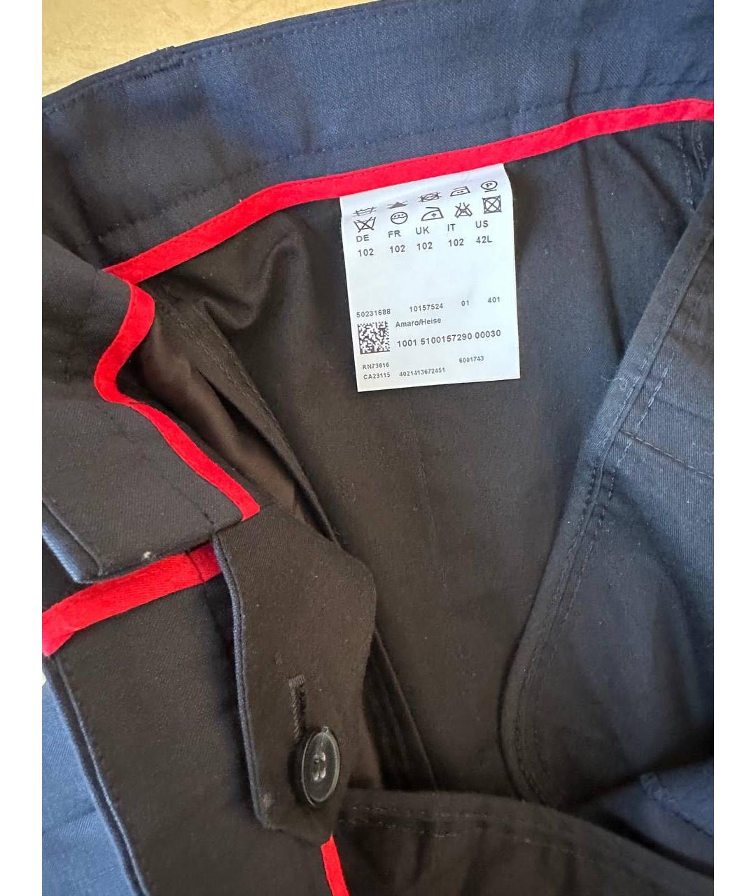 HUGO BOSS Темно-синие шерстяные классические брюки, фото 4