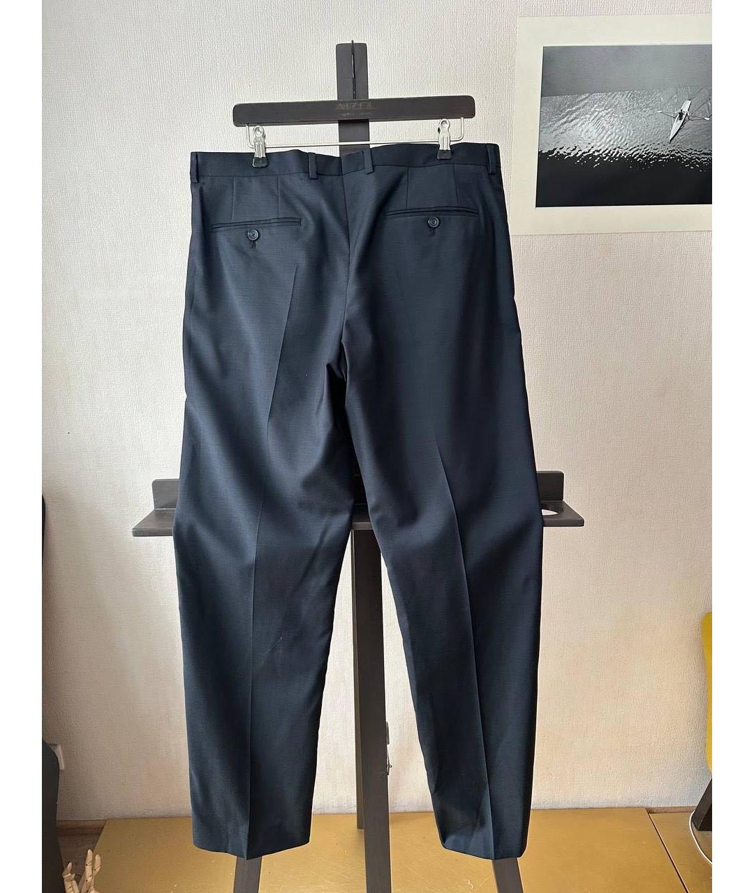 HUGO BOSS Темно-синие шерстяные классические брюки, фото 2