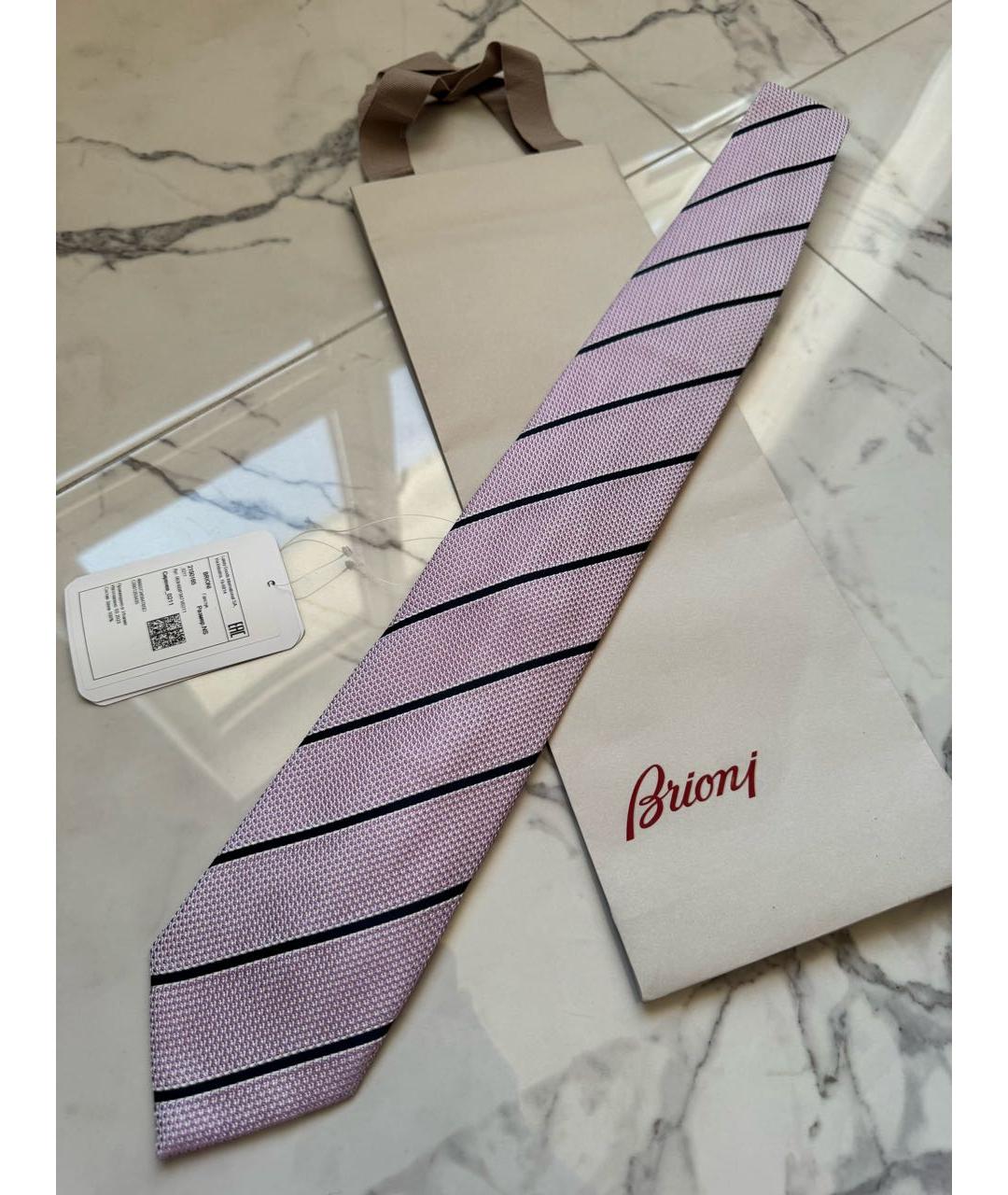 BRIONI Розовый шелковый галстук, фото 2