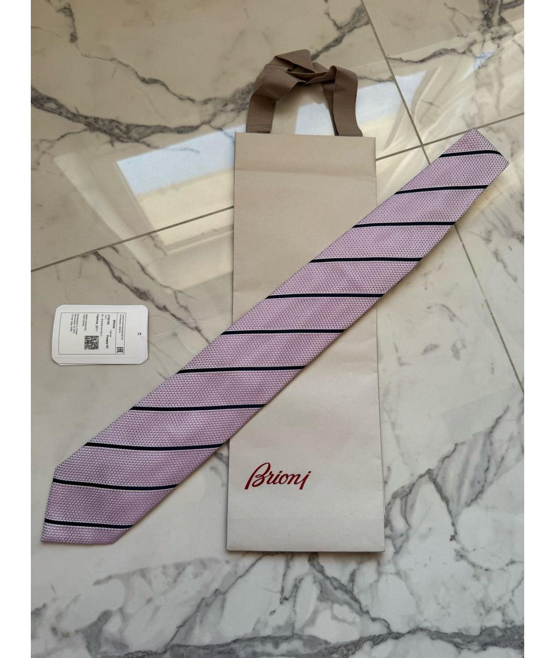BRIONI Розовый шелковый галстук, фото 3