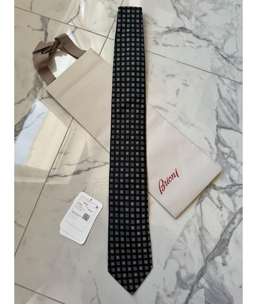 BRIONI Черный шелковый галстук, фото 9