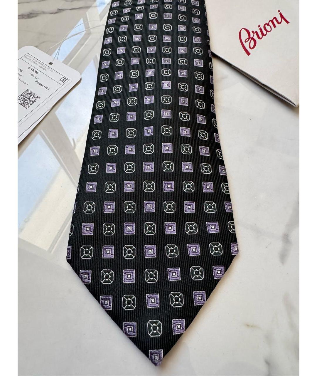 BRIONI Черный шелковый галстук, фото 3