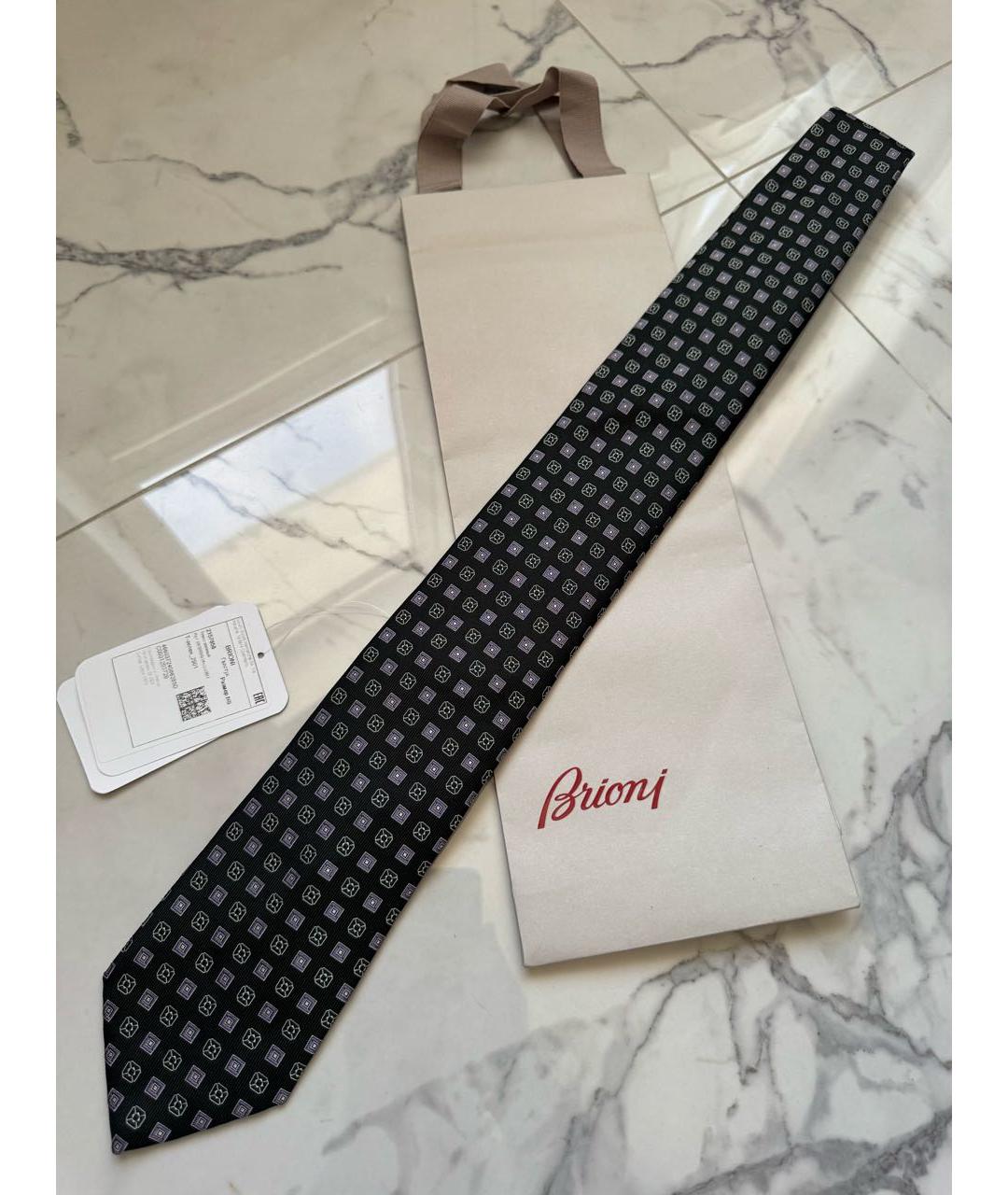 BRIONI Черный шелковый галстук, фото 2