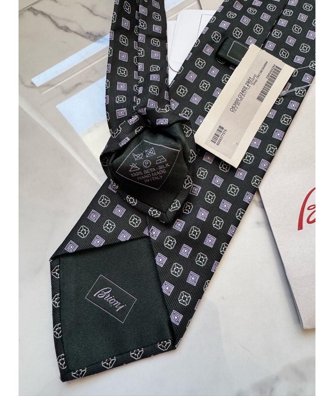 BRIONI Черный шелковый галстук, фото 6