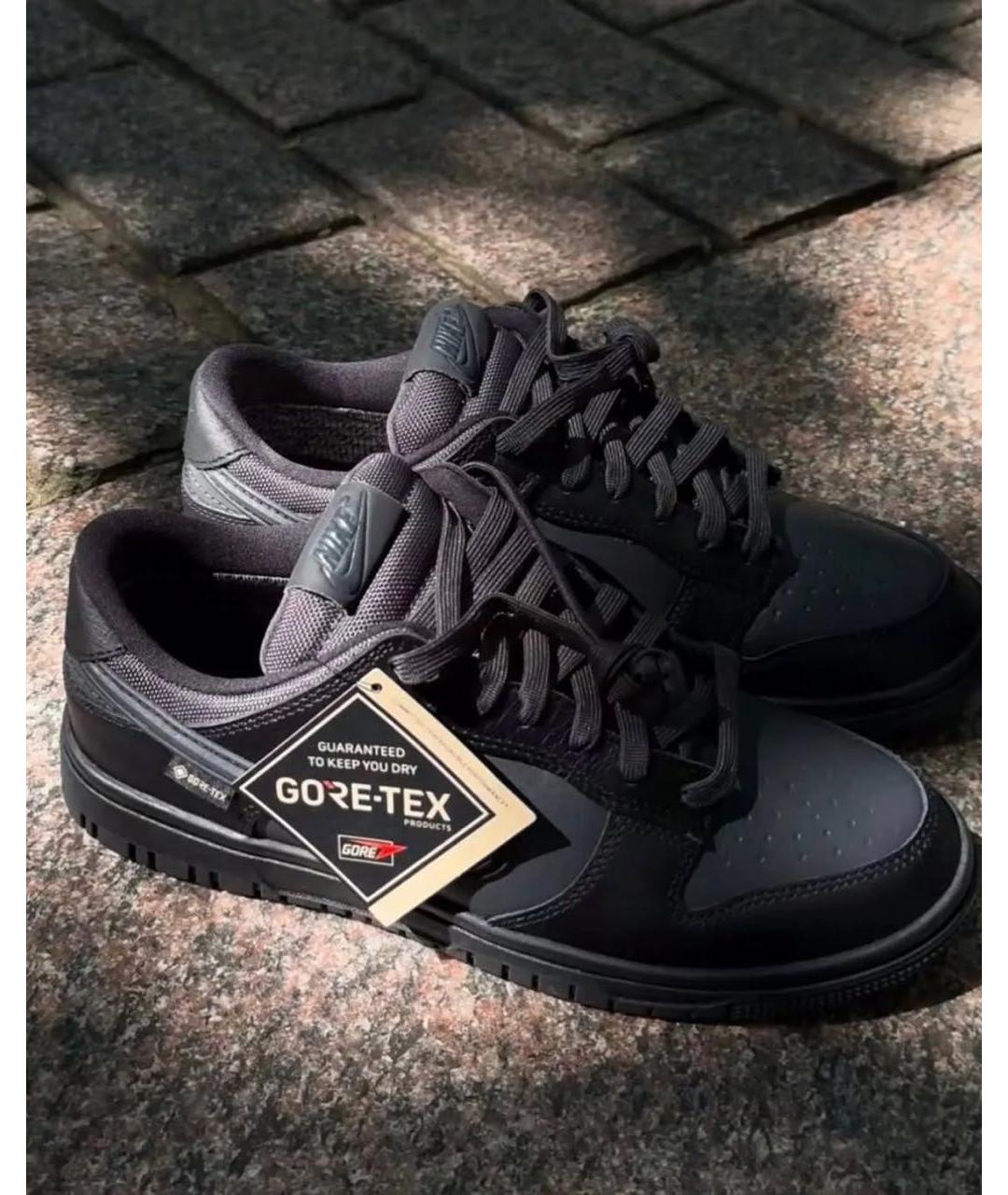 NIKE Черные кожаные низкие кроссовки / кеды, фото 5