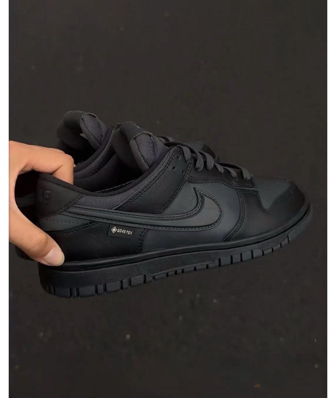 NIKE Черные кожаные низкие кроссовки / кеды, фото 7