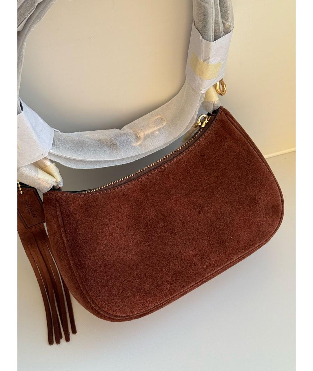 COACH Коричневая замшевая сумка через плечо, фото 3