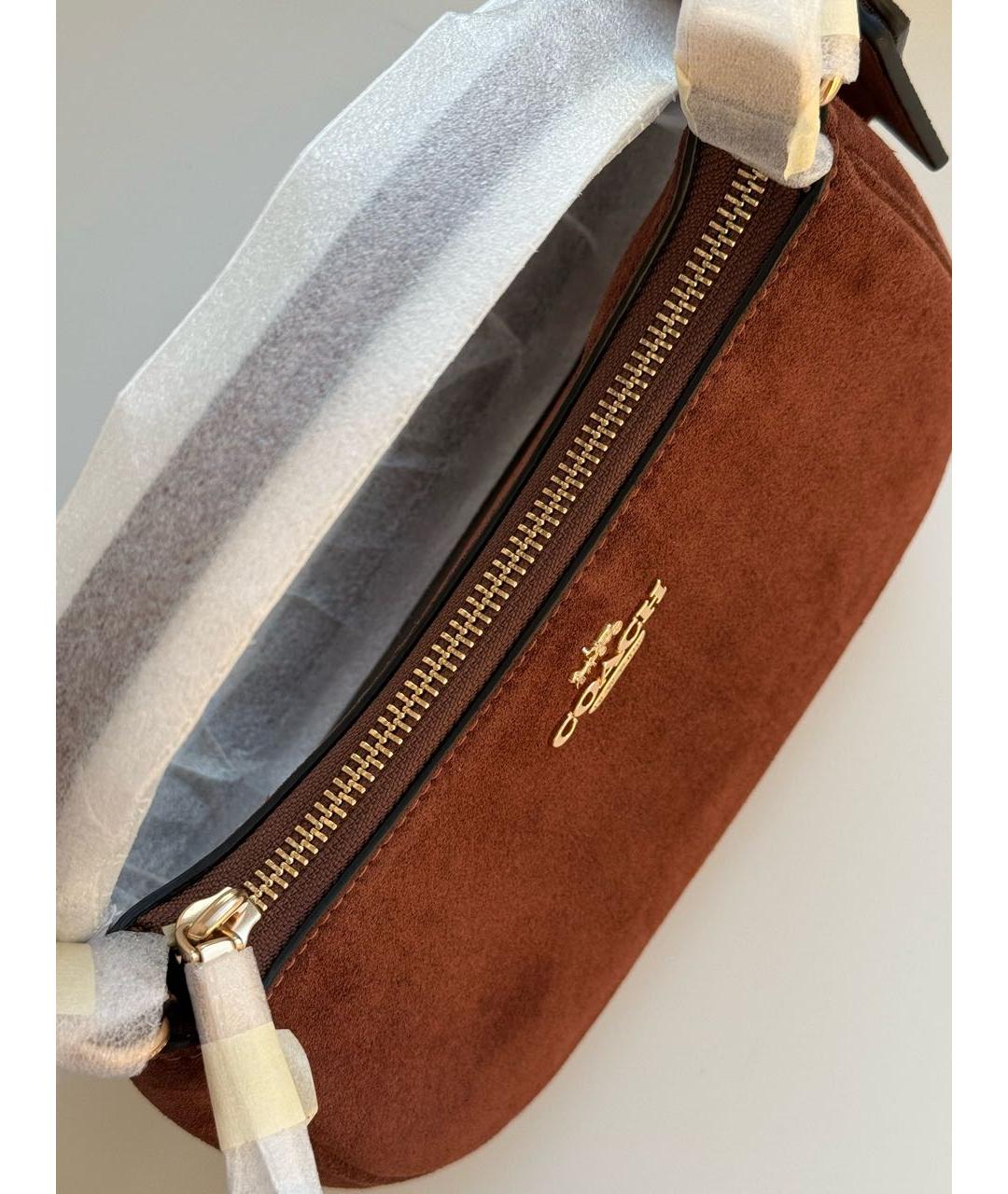 COACH Коричневая замшевая сумка через плечо, фото 8