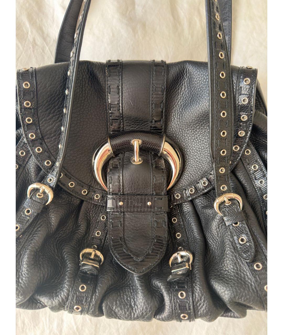 CHRISTIAN DIOR Черная кожаная сумка с короткими ручками, фото 5