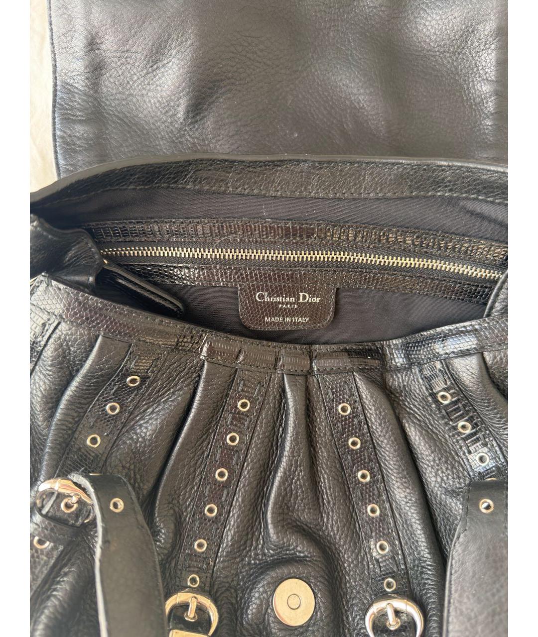 CHRISTIAN DIOR Черная кожаная сумка с короткими ручками, фото 6