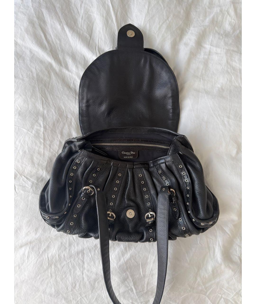 CHRISTIAN DIOR Черная кожаная сумка с короткими ручками, фото 3