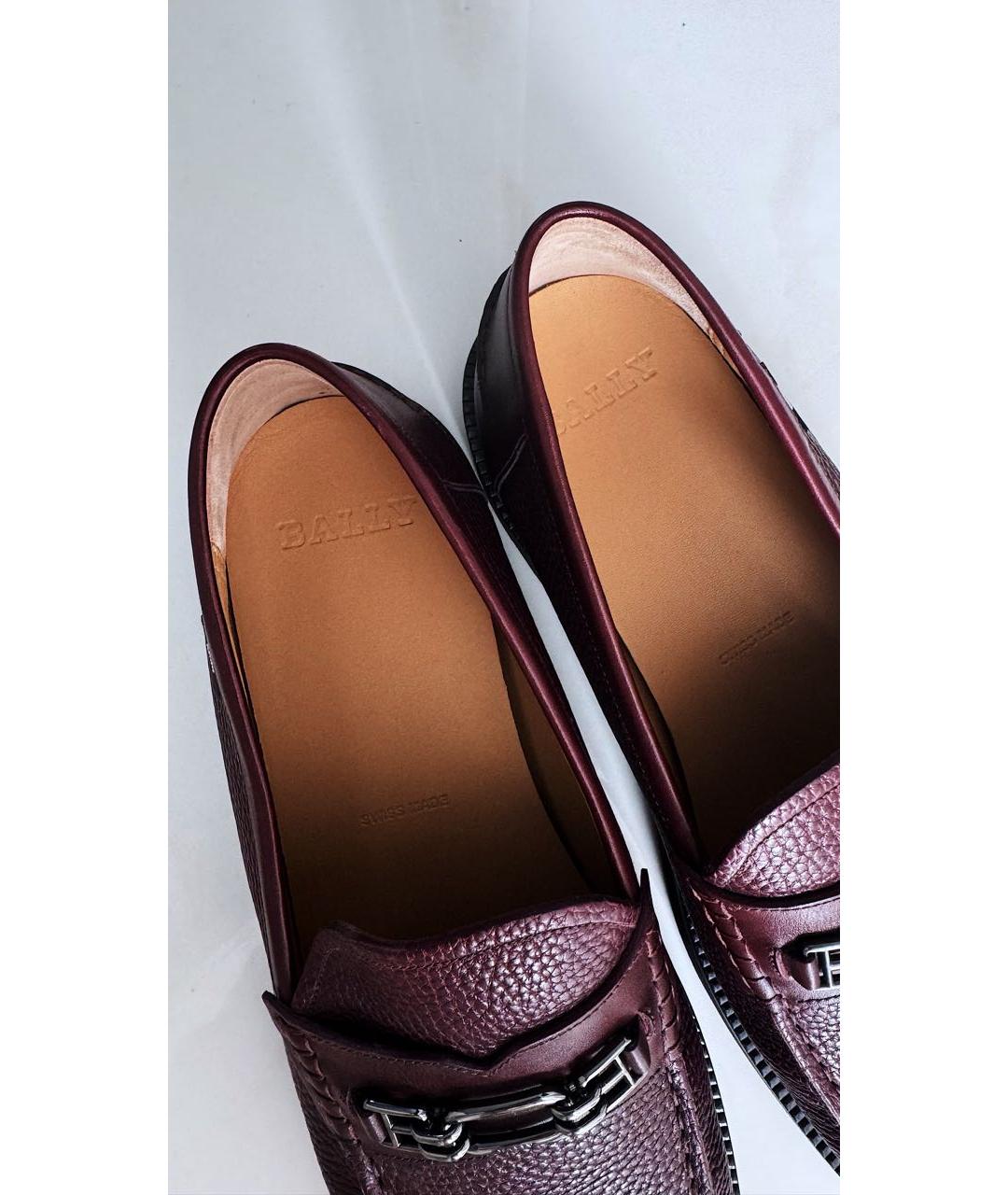 BALLY Бордовые кожаные лоферы, фото 7