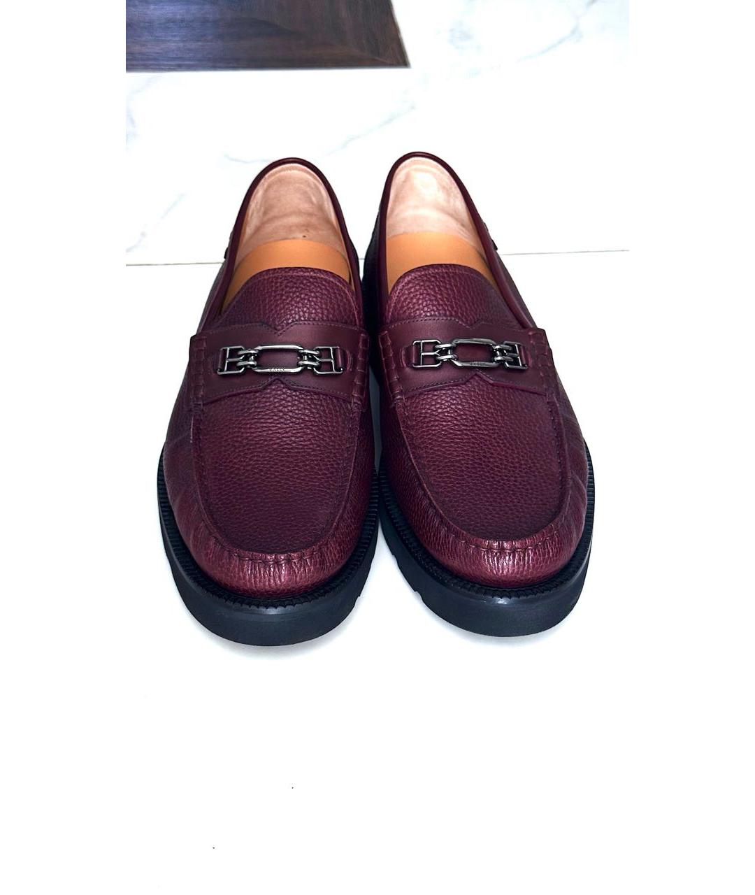 BALLY Бордовые кожаные лоферы, фото 3