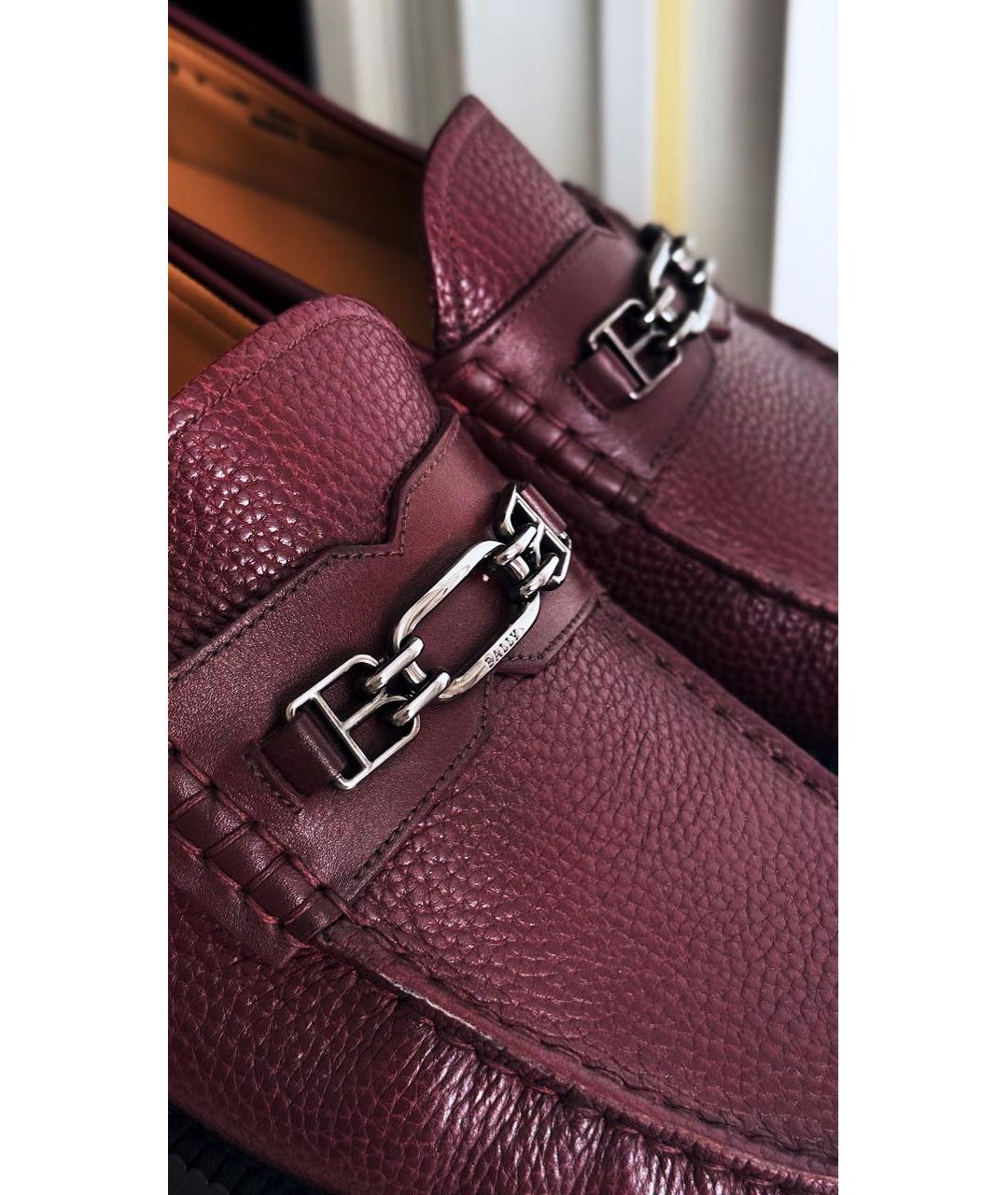 BALLY Бордовые кожаные лоферы, фото 5
