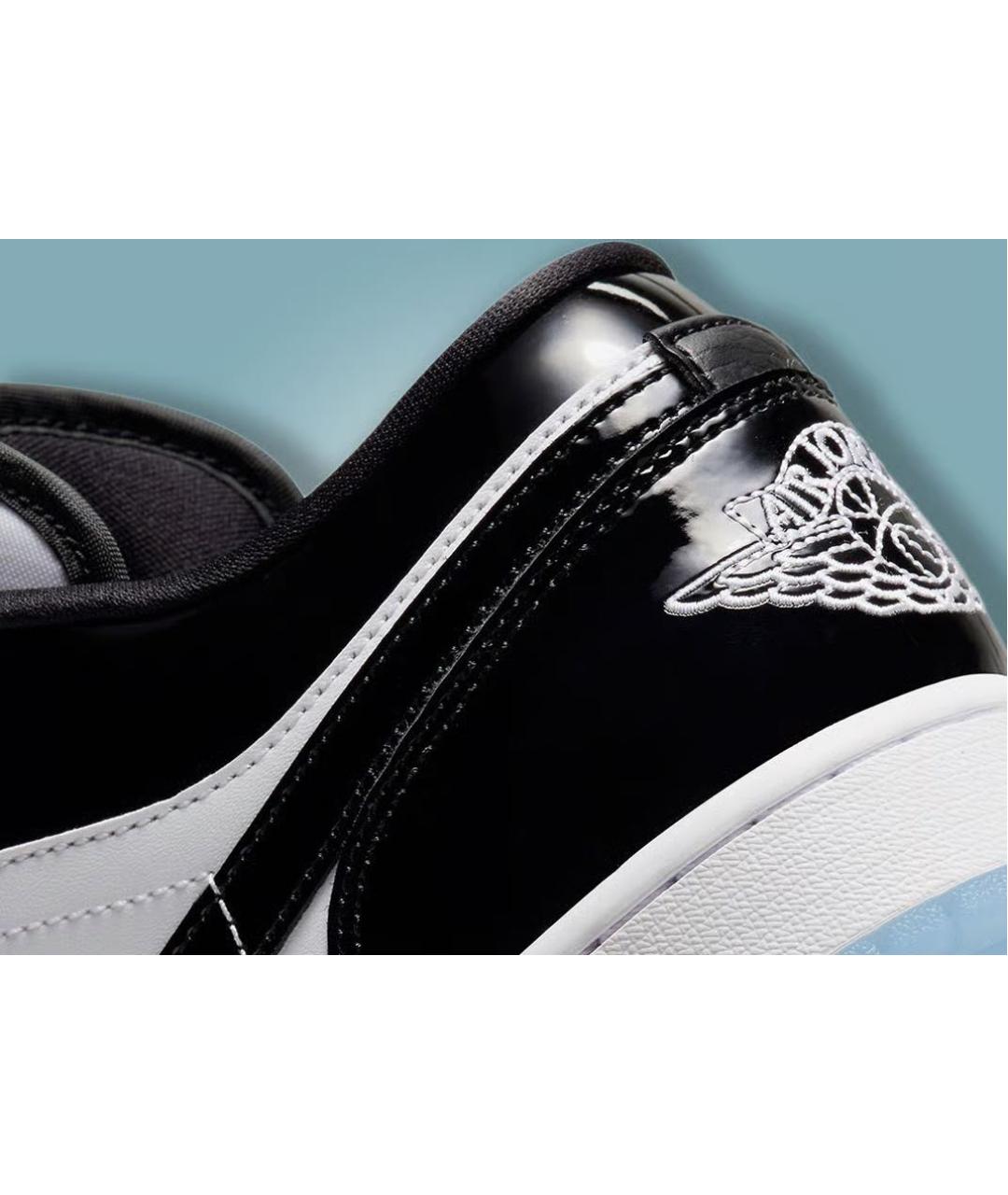 JORDAN Черные низкие кроссовки / кеды из лакированной кожи, фото 8