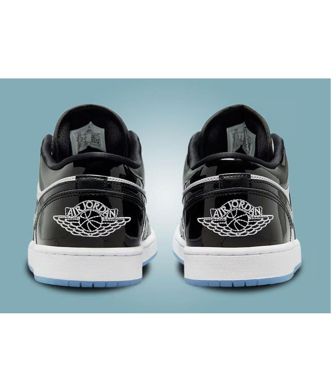 JORDAN Черные низкие кроссовки / кеды из лакированной кожи, фото 5