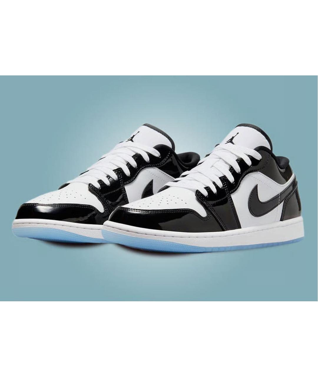 JORDAN Черные низкие кроссовки / кеды из лакированной кожи, фото 2