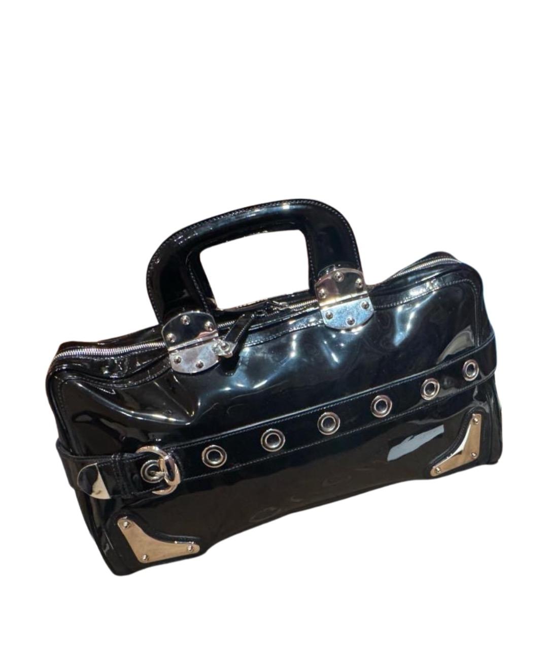 GUCCI Черная сумка с короткими ручками из лакированной кожи, фото 1