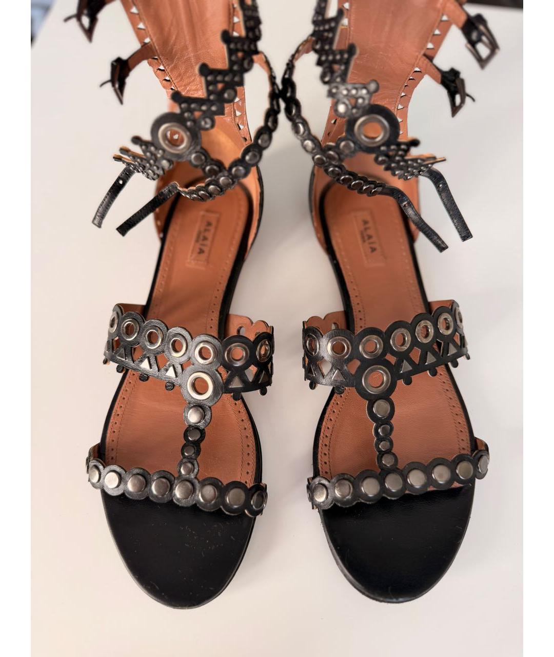 ALAIA Черные кожаные босоножки, фото 8