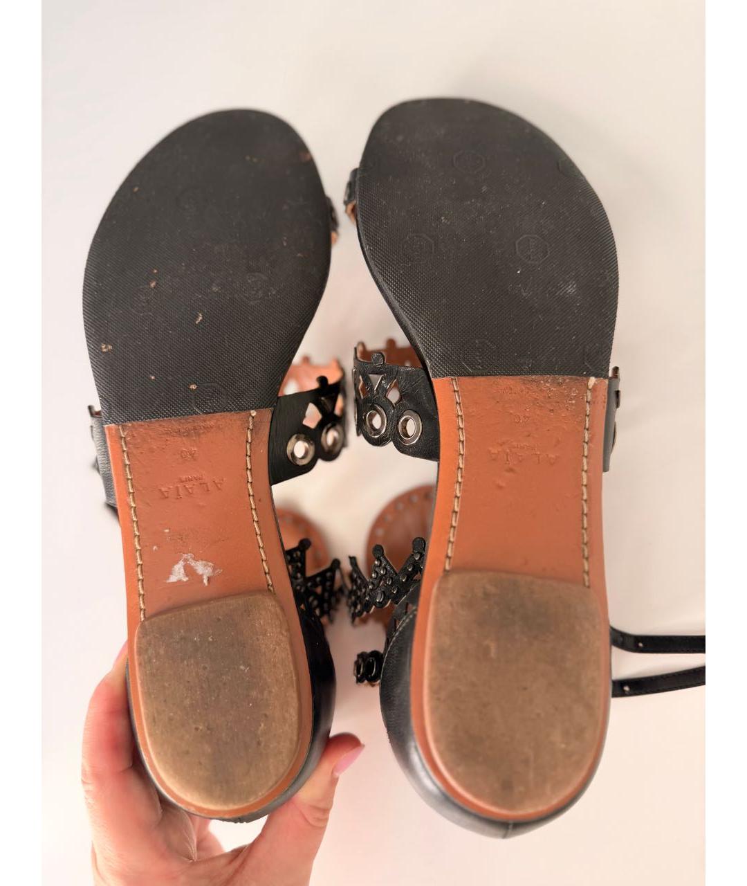 ALAIA Черные кожаные босоножки, фото 7