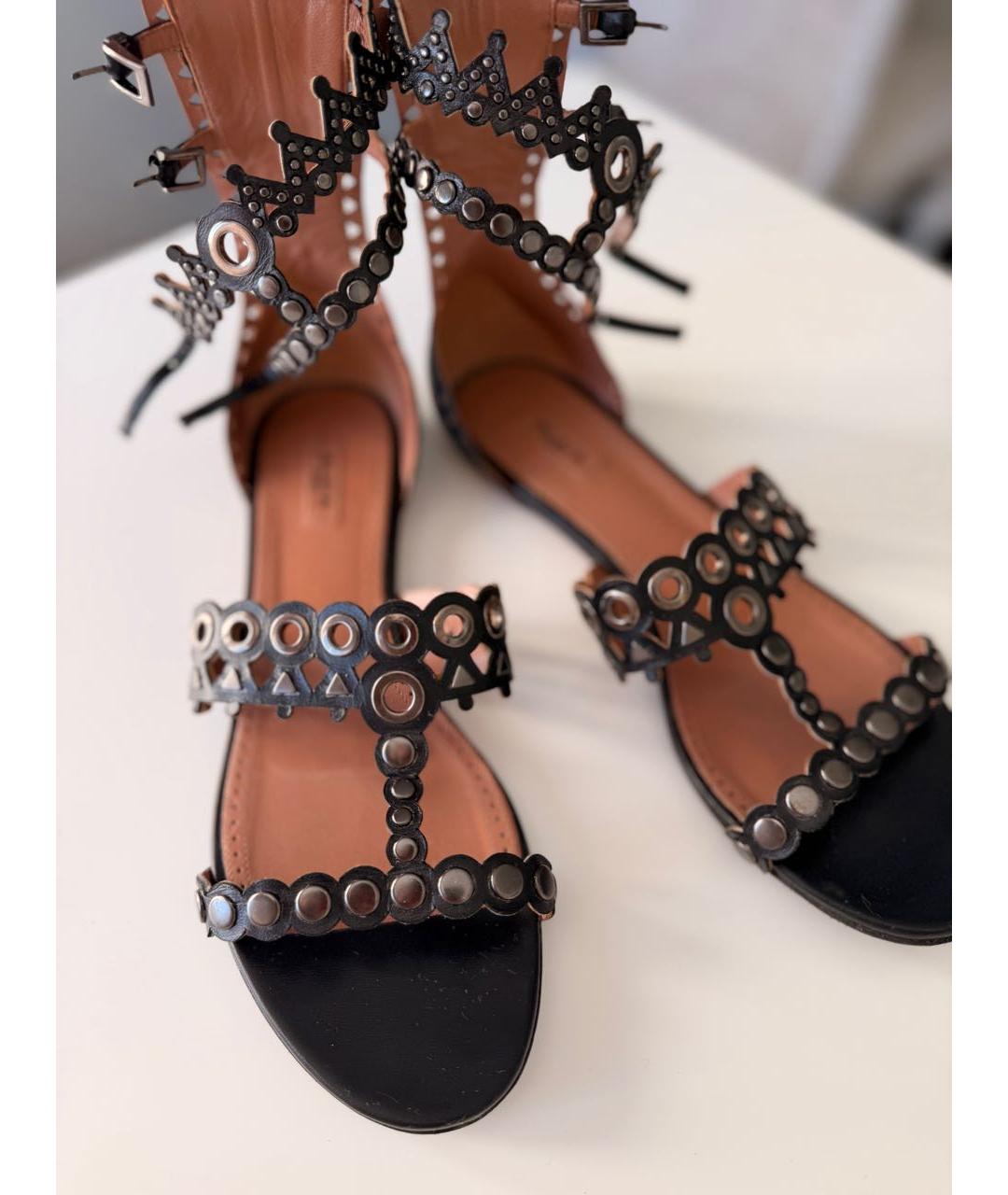 ALAIA Черные кожаные босоножки, фото 2