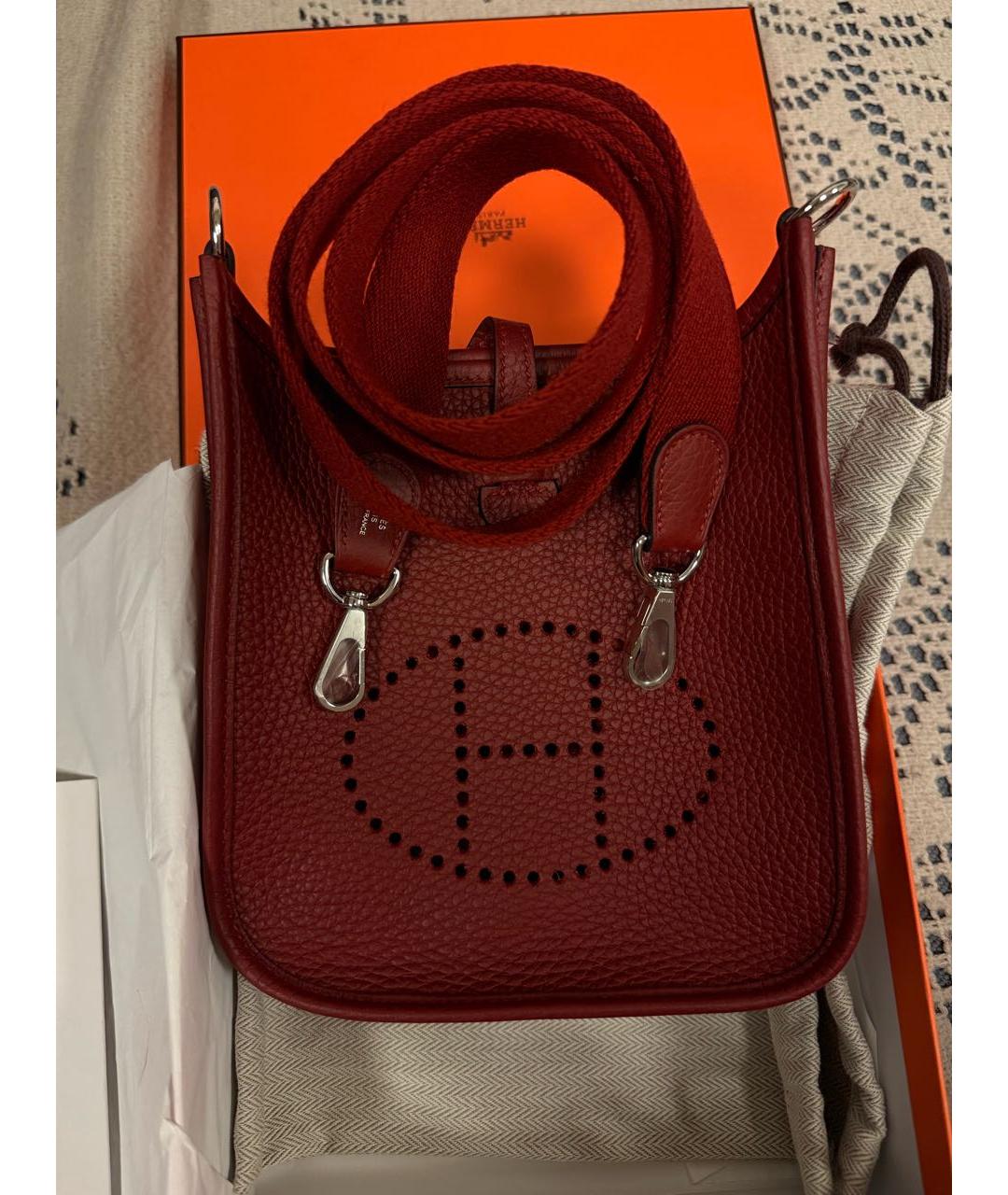 HERMES Бордовая кожаная сумка через плечо, фото 2