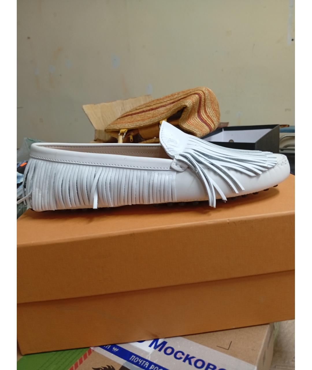 TOD'S KIDS Белые кожаные лоферы и мокасины, фото 6