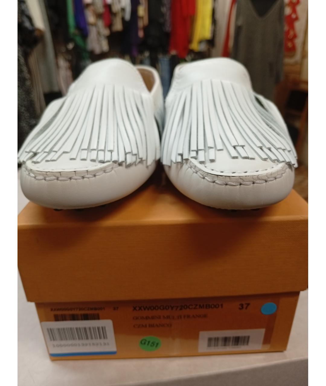 TOD'S KIDS Белые кожаные лоферы и мокасины, фото 2