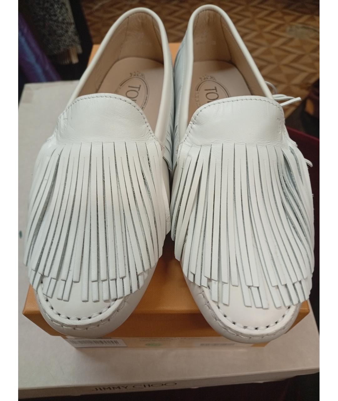 TOD'S KIDS Белые кожаные лоферы и мокасины, фото 4