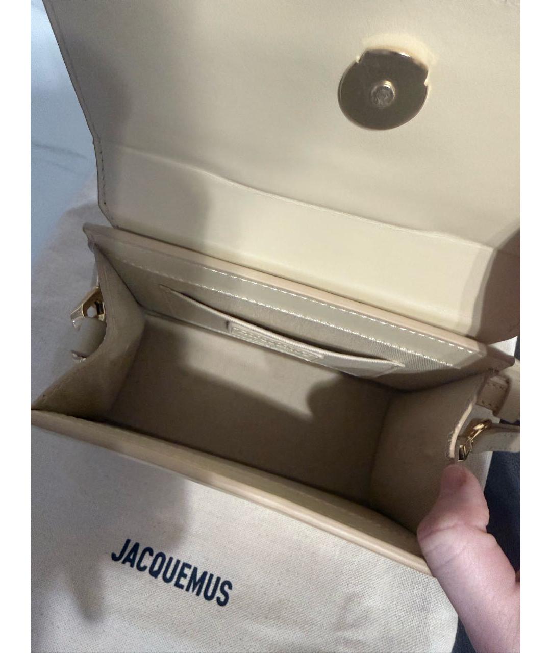 JACQUEMUS Бежевая кожаная сумка через плечо, фото 4