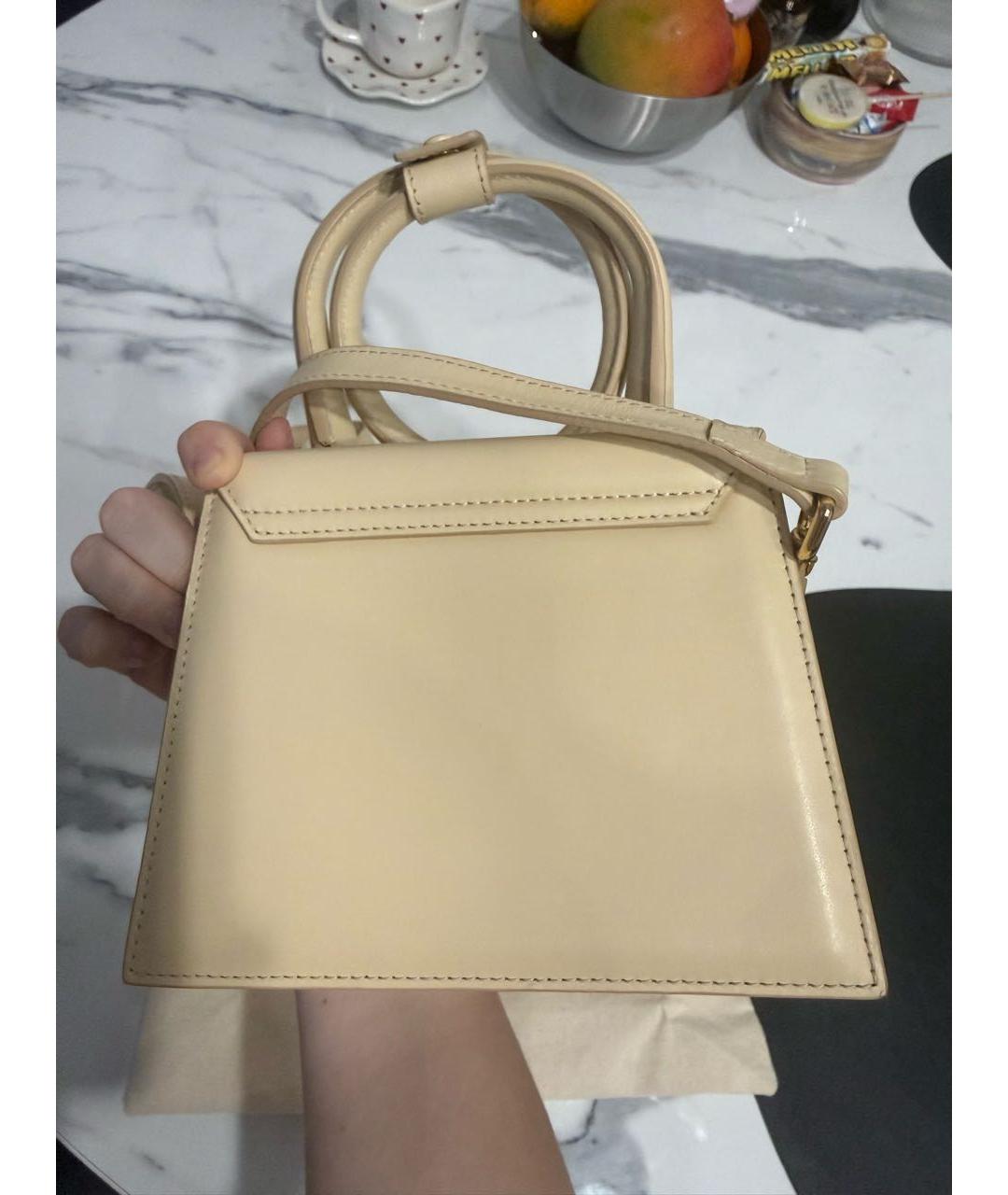 JACQUEMUS Бежевая кожаная сумка через плечо, фото 3