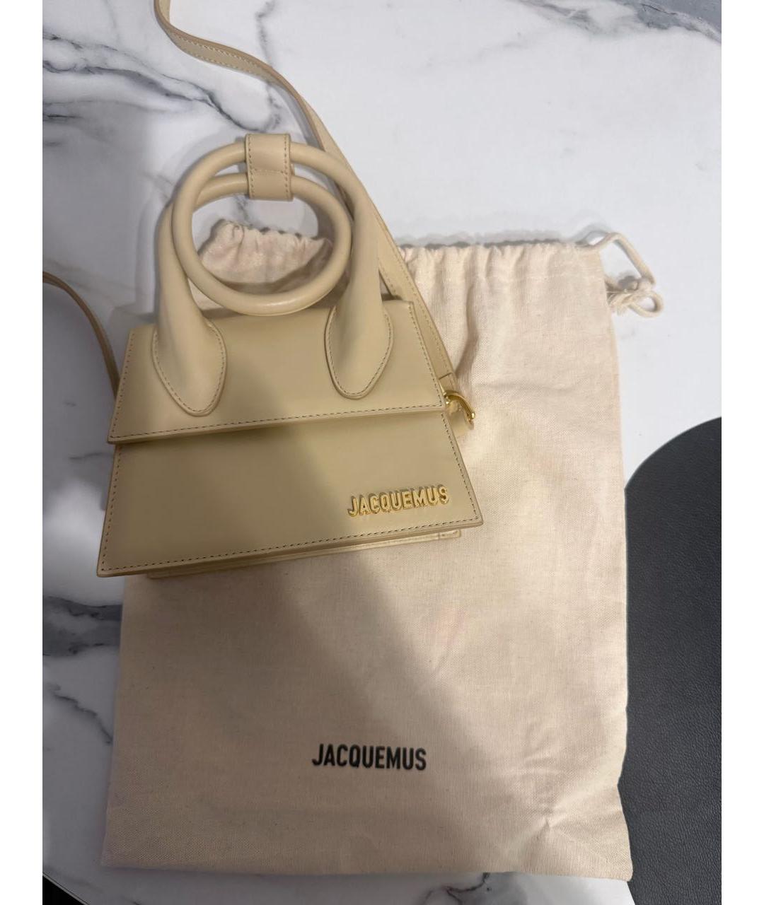 JACQUEMUS Бежевая кожаная сумка через плечо, фото 2