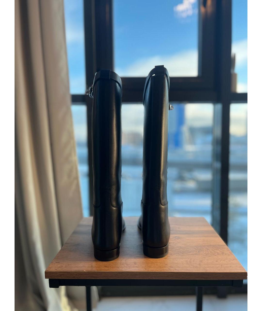 HERMES Черные кожаные сапоги, фото 4