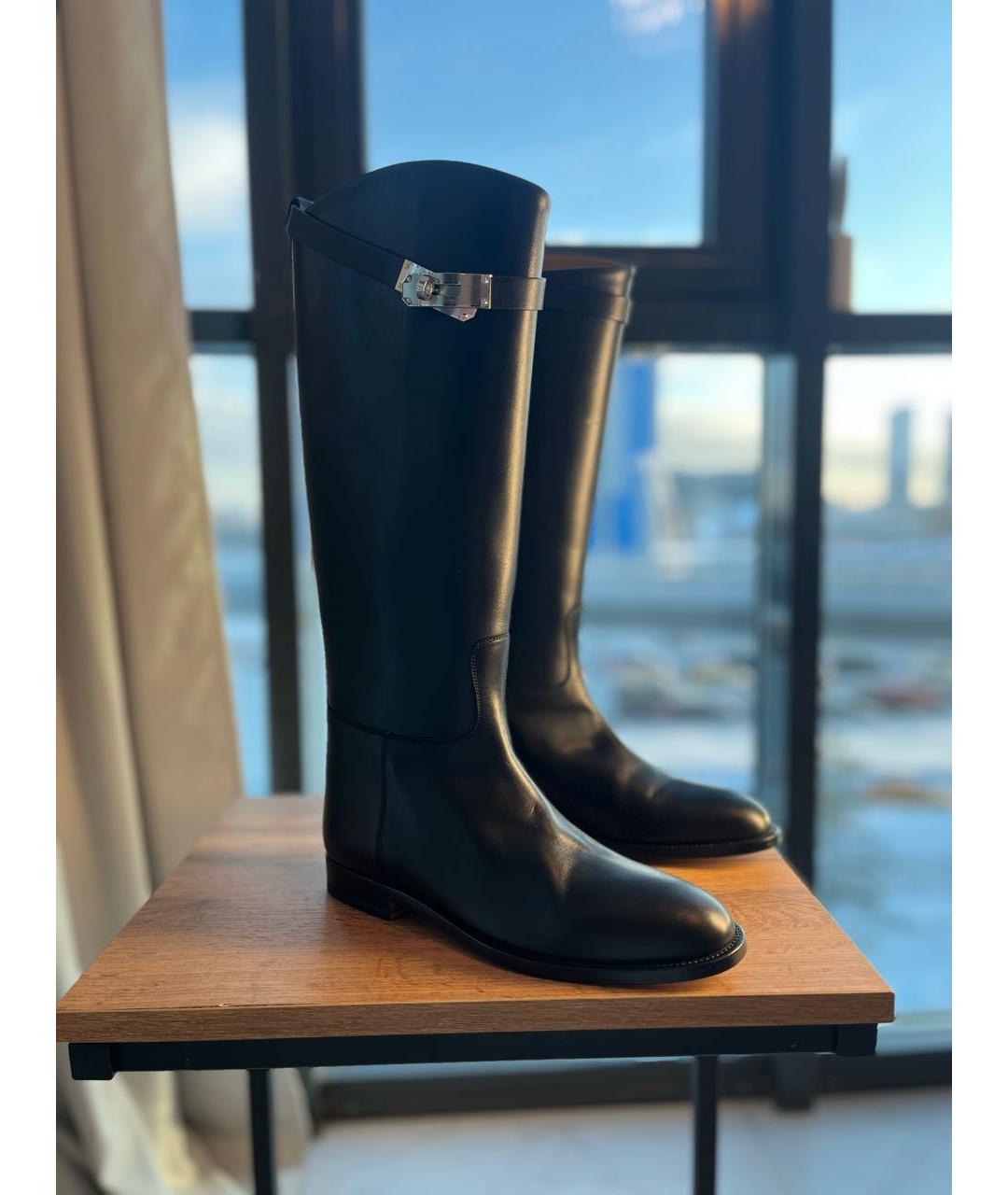 HERMES Черные кожаные сапоги, фото 9