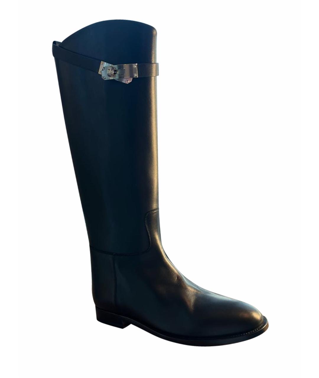 HERMES Черные кожаные сапоги, фото 1