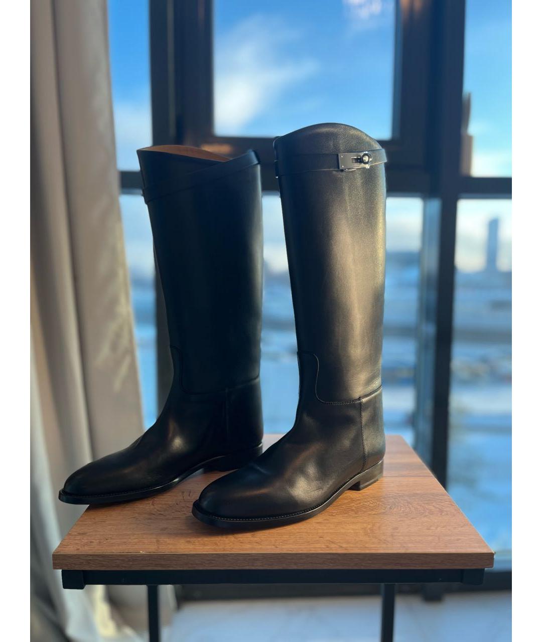 HERMES Черные кожаные сапоги, фото 3