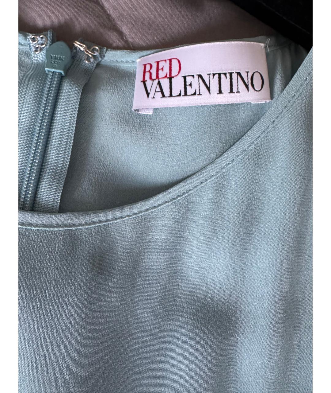 RED VALENTINO Голубое шелковое вечернее платье, фото 3