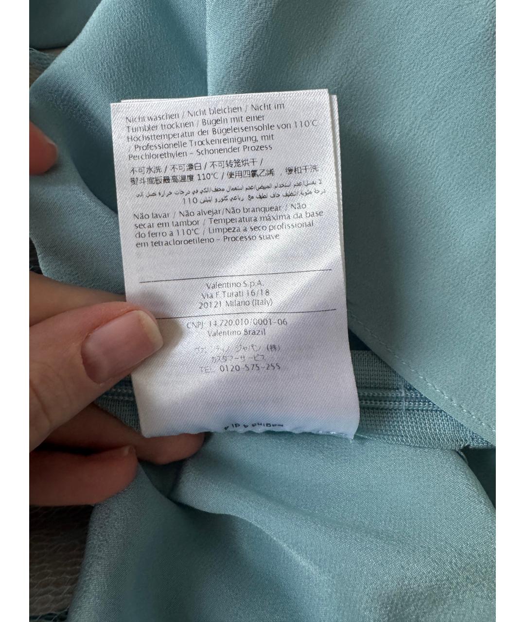 RED VALENTINO Голубое шелковое вечернее платье, фото 7