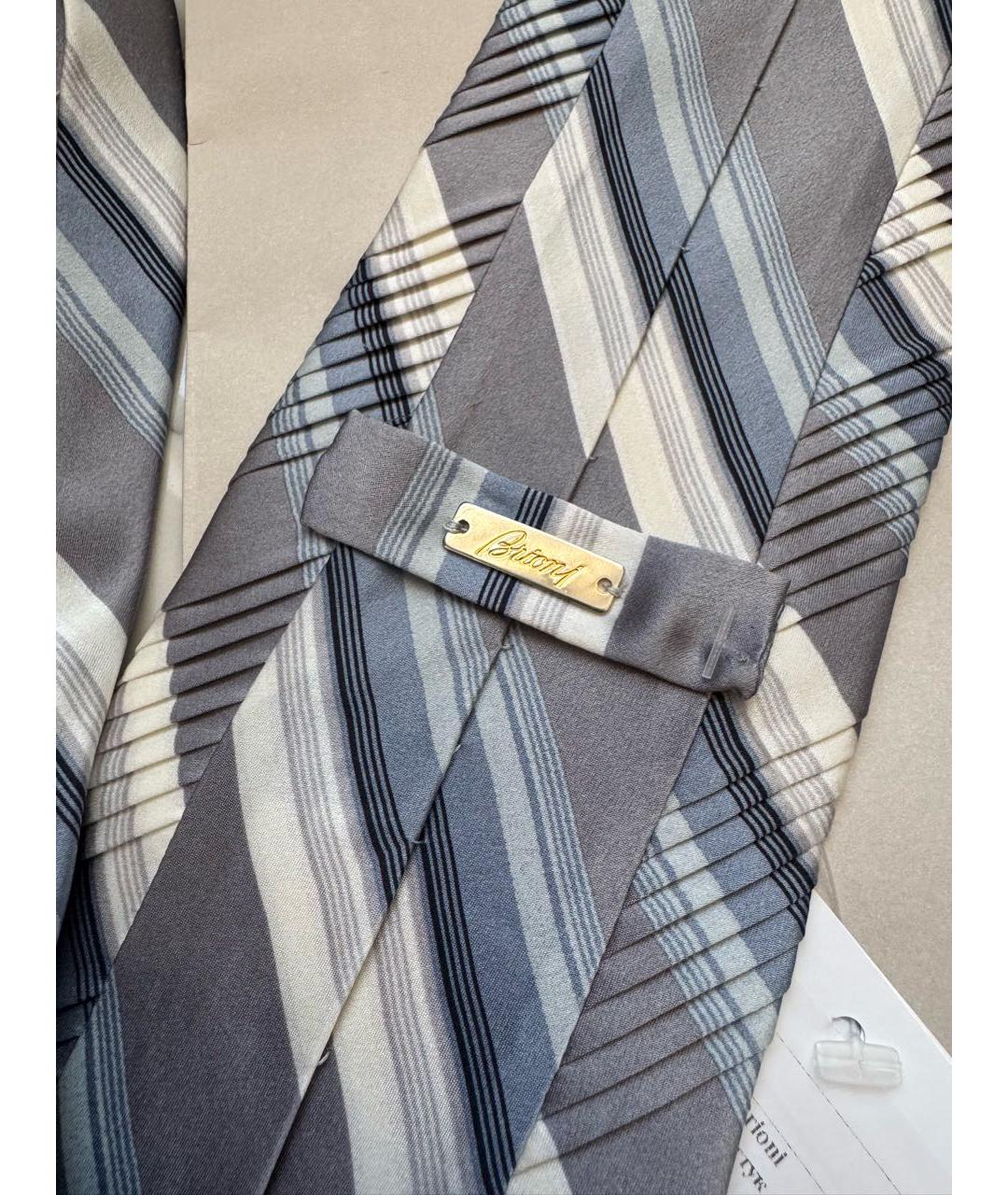 BRIONI Серый шелковый галстук, фото 4
