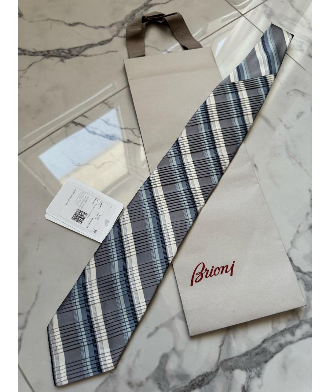 BRIONI Серый шелковый галстук, фото 7