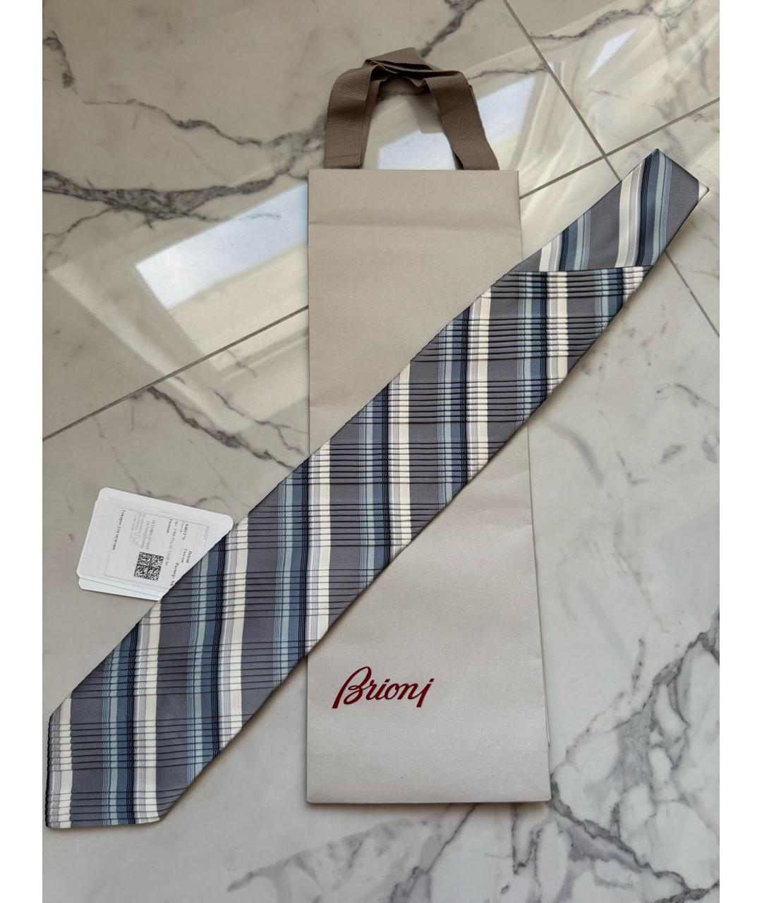 BRIONI Серый шелковый галстук, фото 5