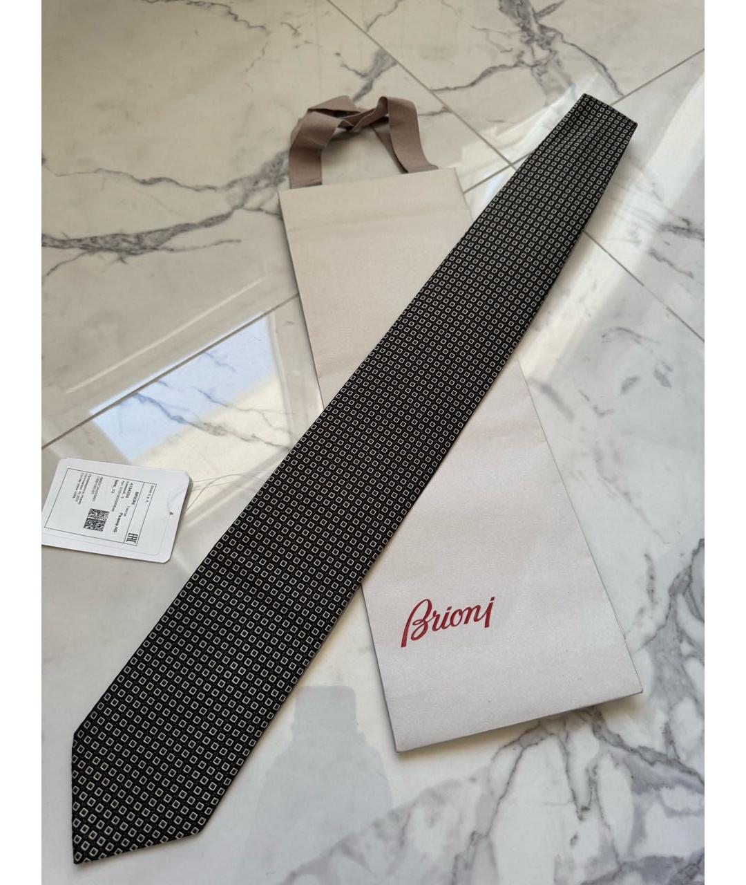 BRIONI Черный шелковый галстук, фото 6