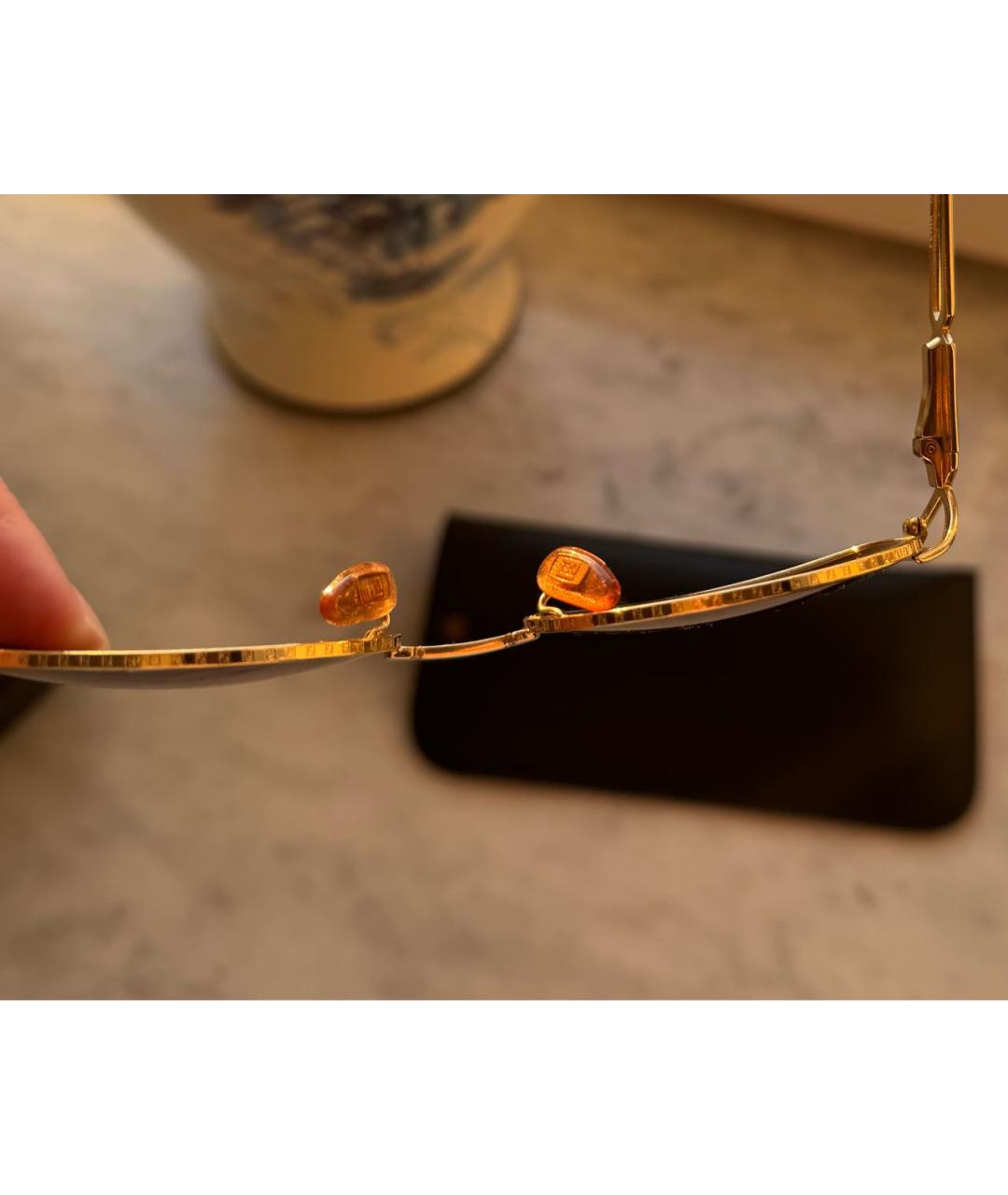 FENDI Коричневые металлические солнцезащитные очки, фото 5