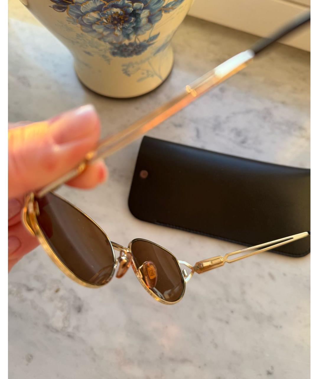FENDI Коричневые металлические солнцезащитные очки, фото 3