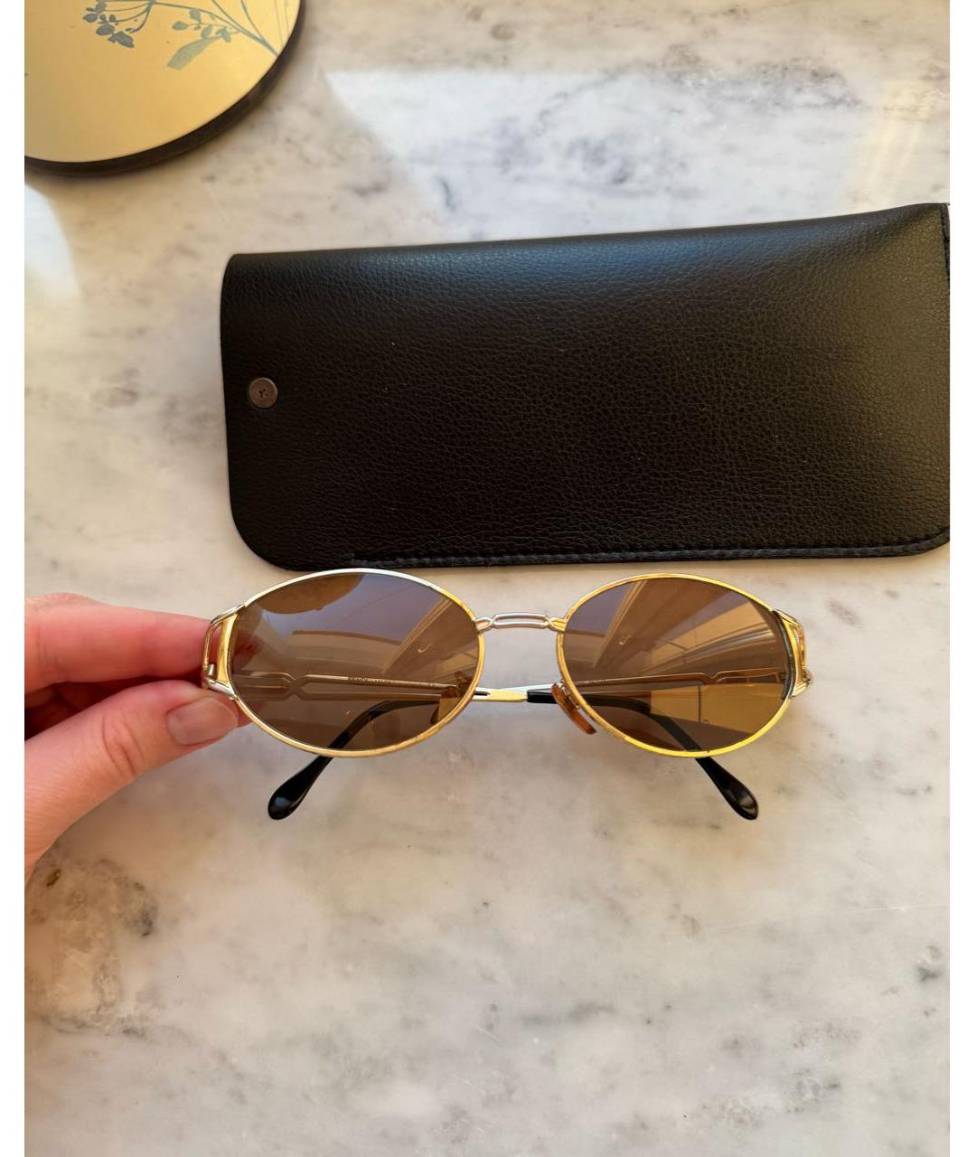 FENDI Коричневые металлические солнцезащитные очки, фото 8